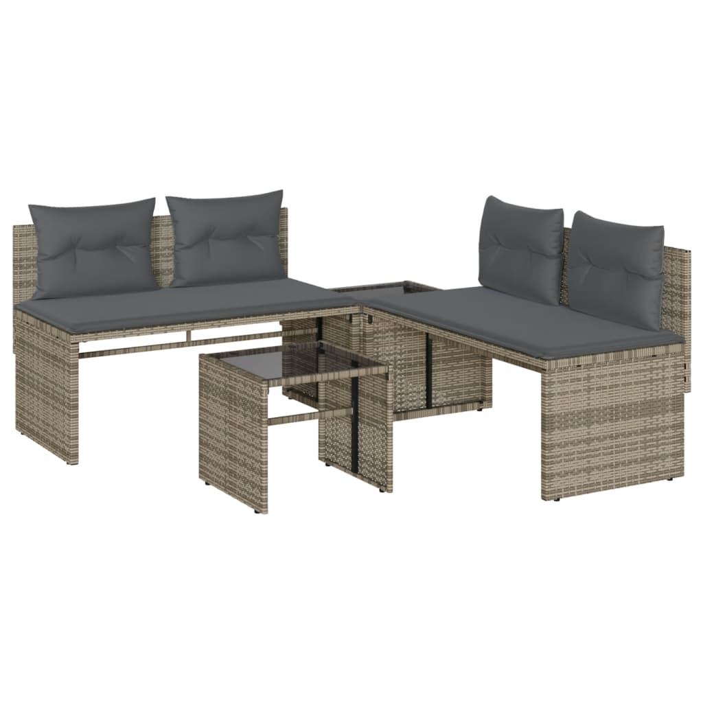 Salon de jardin 4 pcs avec coussins gris résine tressée - XIOS