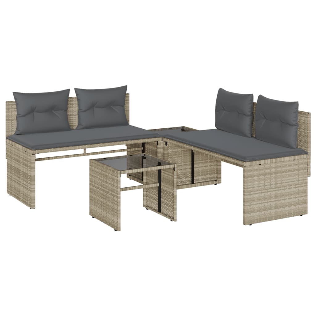 Salon de jardin 4 pcs avec coussins gris clair résine tressée Salons de jardin vidaXL