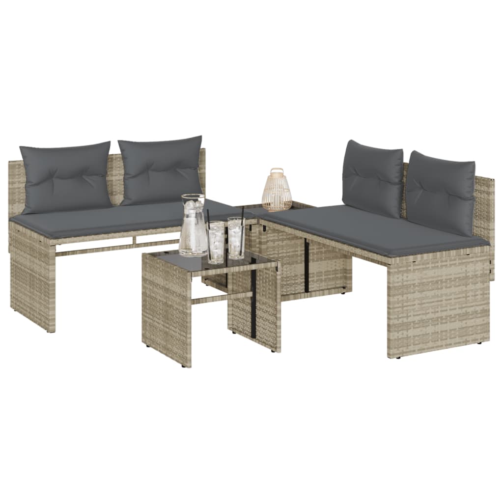 Salon de jardin 4 pcs avec coussins gris clair résine tressée Salons de jardin vidaXL