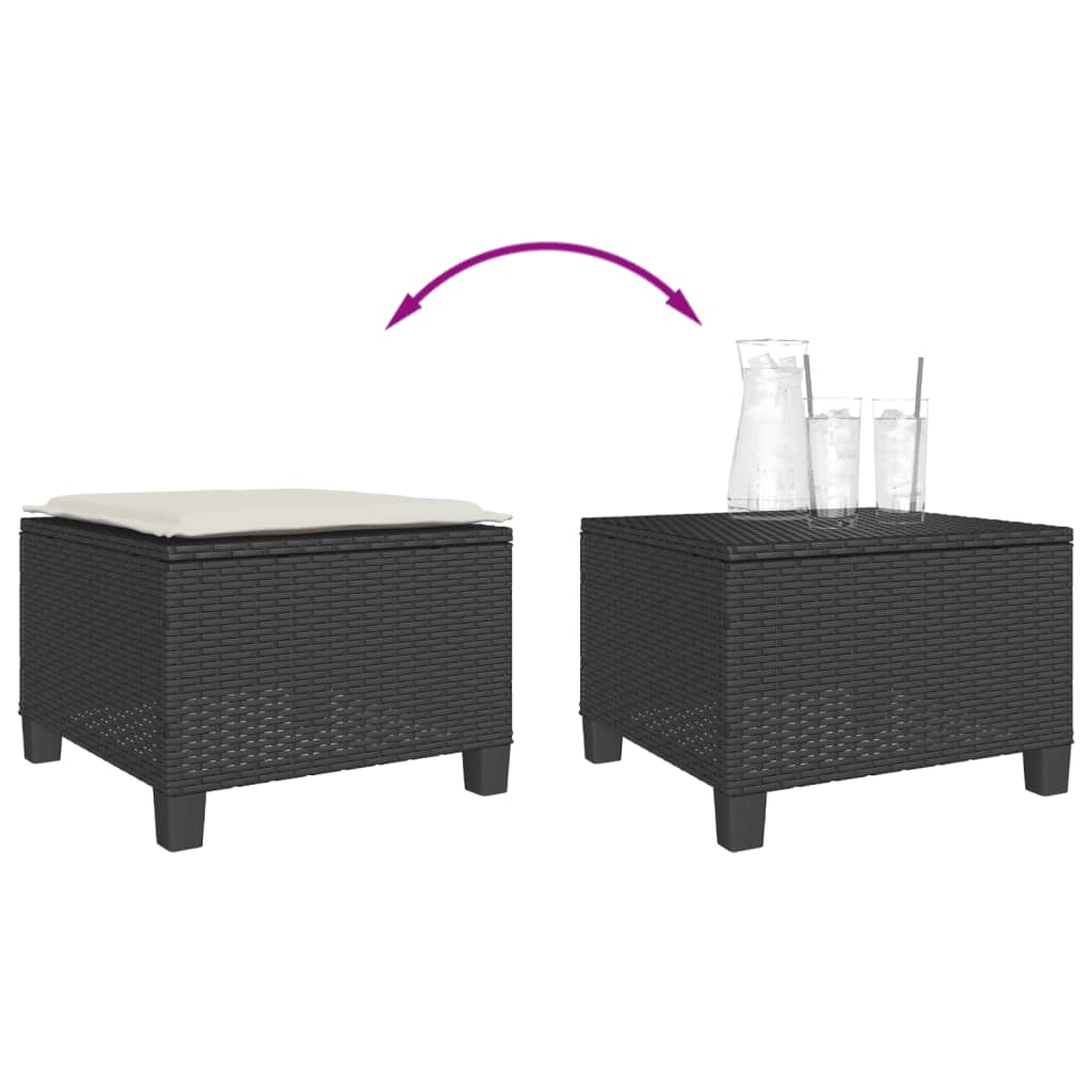 Ensemble de bistro 3 pcs avec coussins noir résine tressée - XIOS