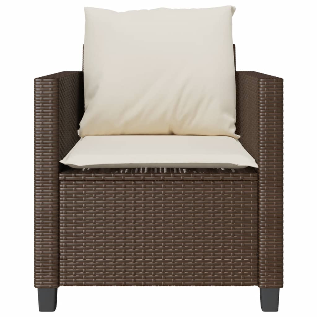 Ensemble de bistro 3 pcs avec coussins marron résine tressée - XIOS