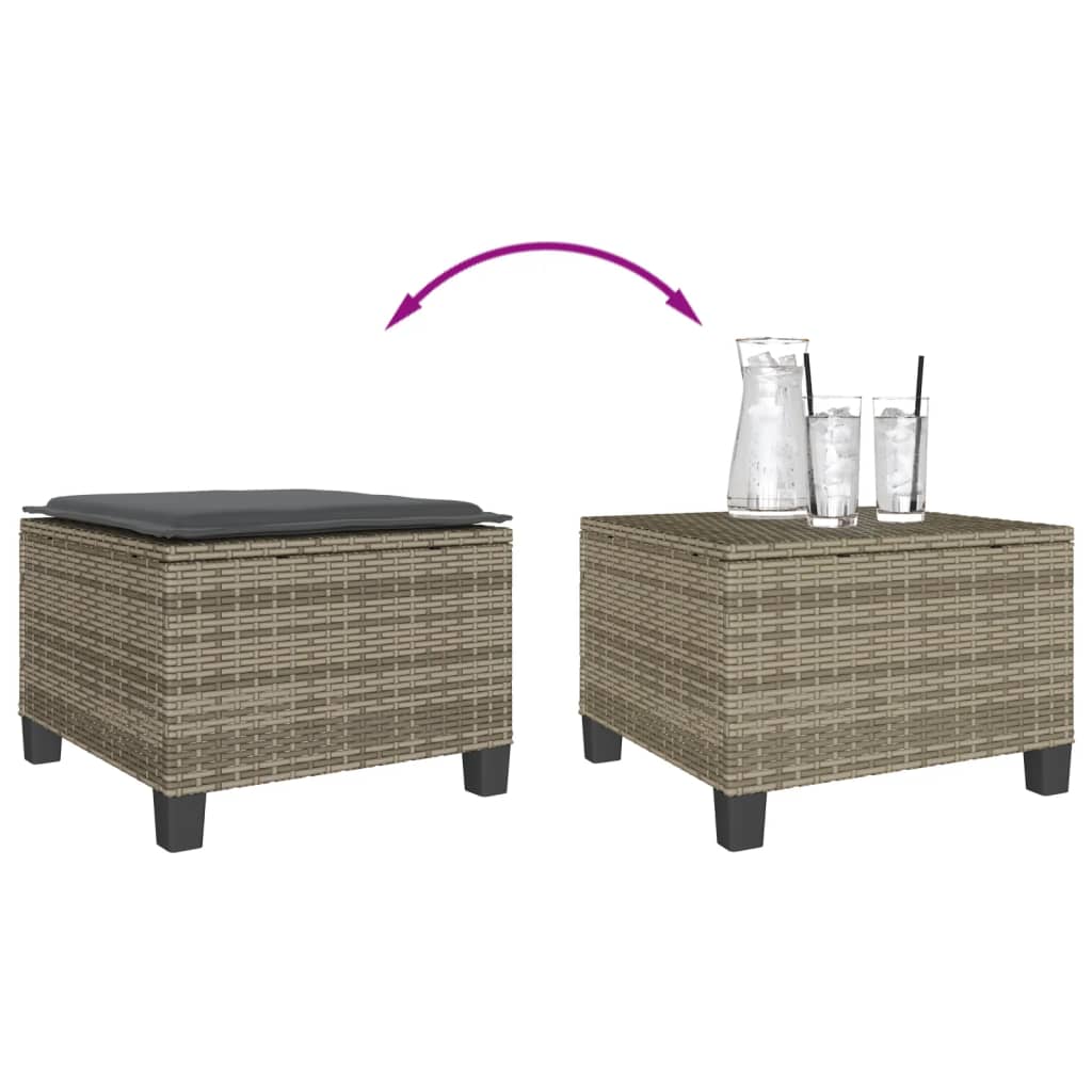 Ensemble de bistro 3 pcs avec coussins gris résine tressée - XIOS