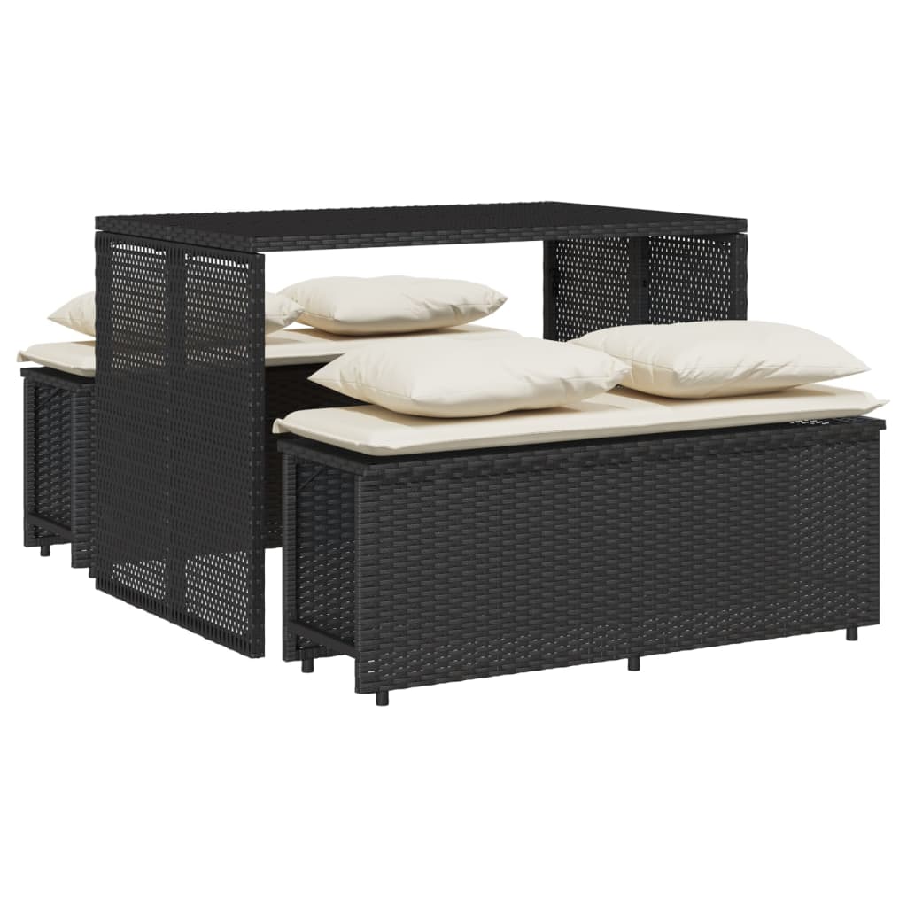 Ensemble à manger de jardin avec coussins 3 pcs Noir Salons de jardin vidaXL