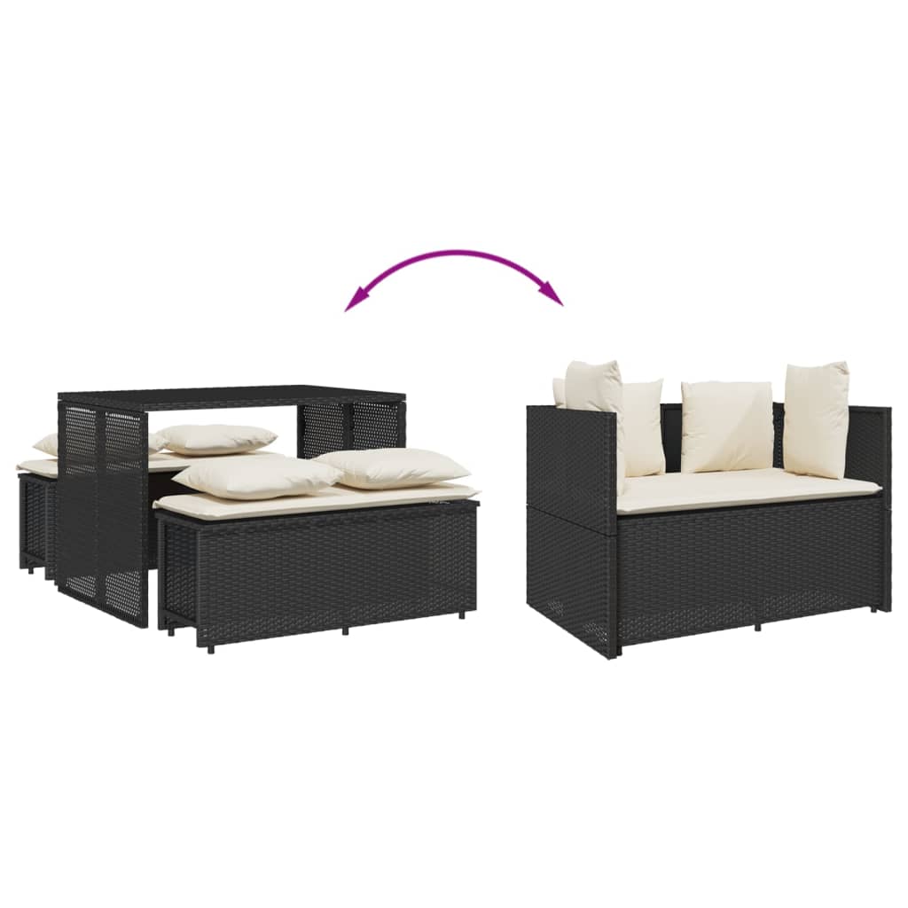 Ensemble à manger de jardin avec coussins 3 pcs Noir Salons de jardin vidaXL
