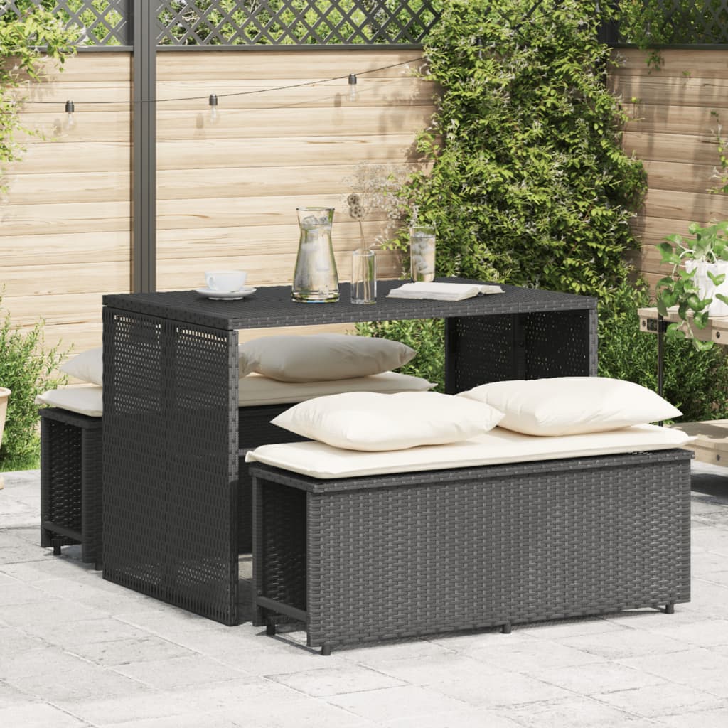 Ensemble à manger de jardin avec coussins 3 pcs Noir Salons de jardin vidaXL