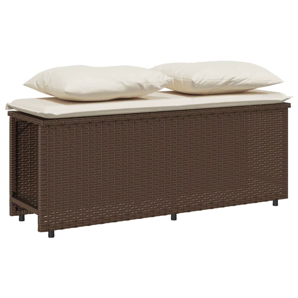 Ensemble à manger de jardin 3 pcs et coussins marron poly rotin - XIOS