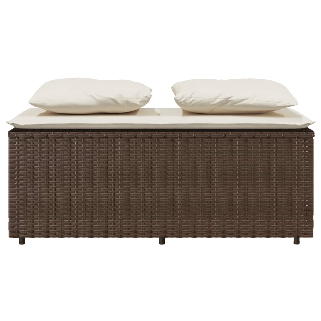 Ensemble à manger de jardin 3 pcs et coussins marron poly rotin - XIOS