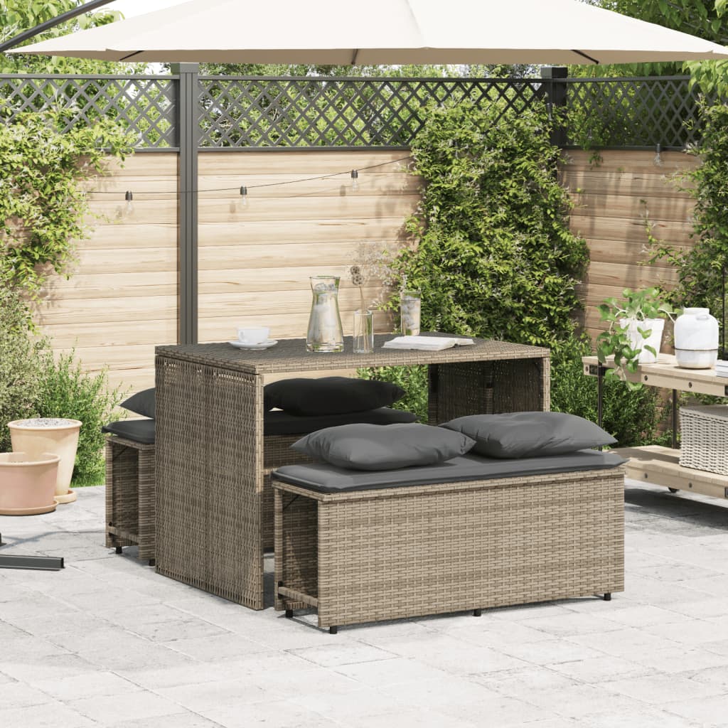 Ensemble à manger de jardin 3 pcs coussins gris résine tressée - XIOS