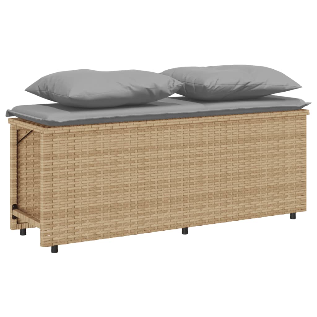 Ensemble à manger de jardin et coussins 3 pcs Beige poly rotin - XIOS