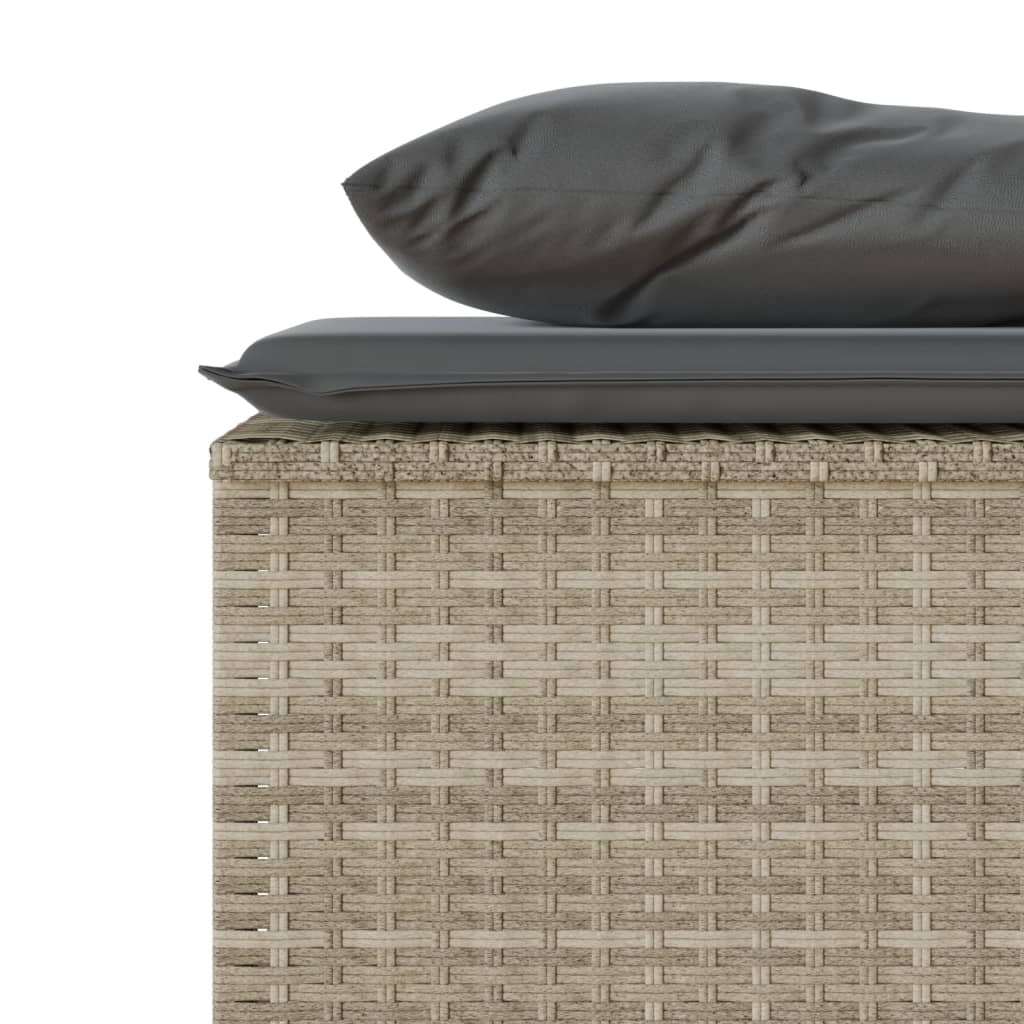 Ensemble à manger de jardin 3pcs coussins gris clair poly rotin - XIOS