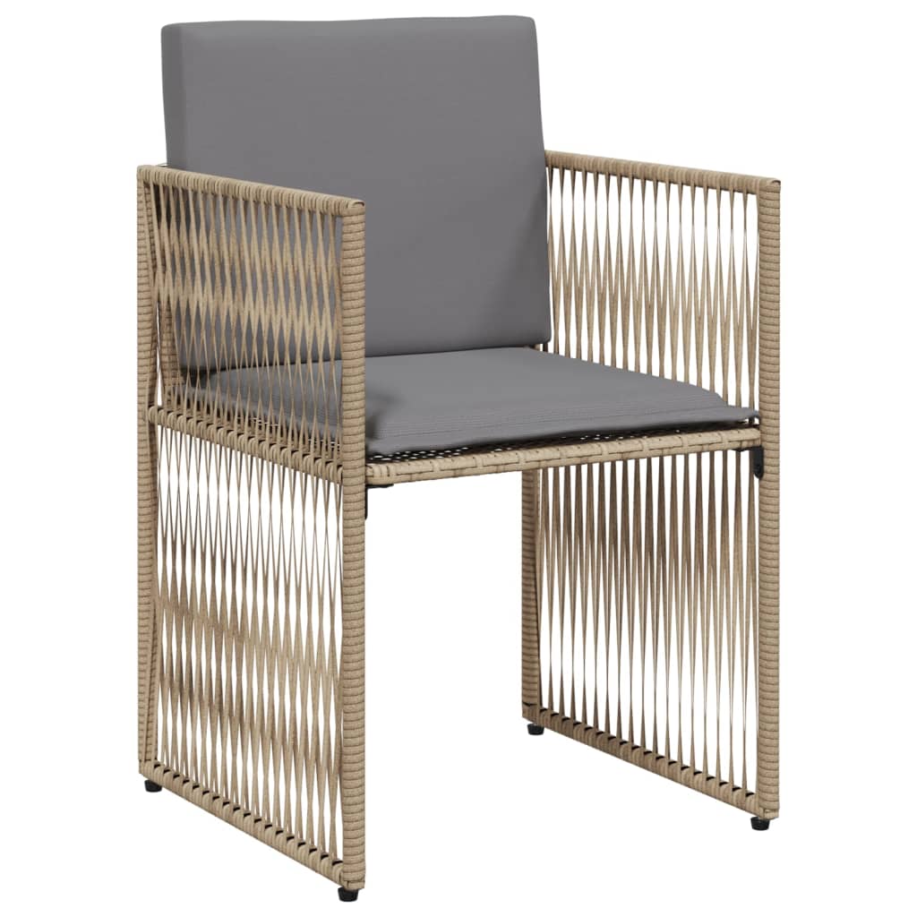 Ensemble à manger de jardin et coussins 7 pcs beige poly rotin - XIOS