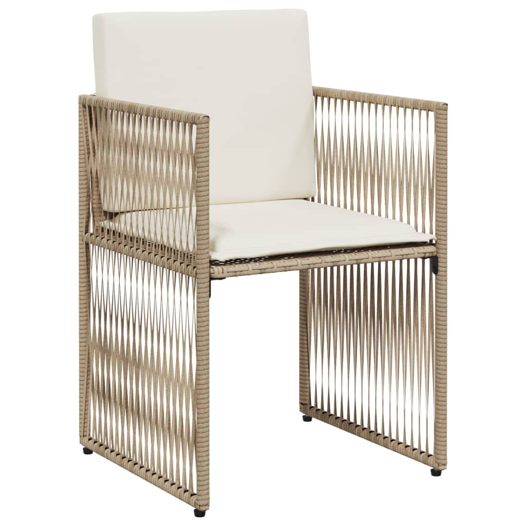 Ensemble à manger de jardin et coussins 7 pcs beige poly rotin - XIOS