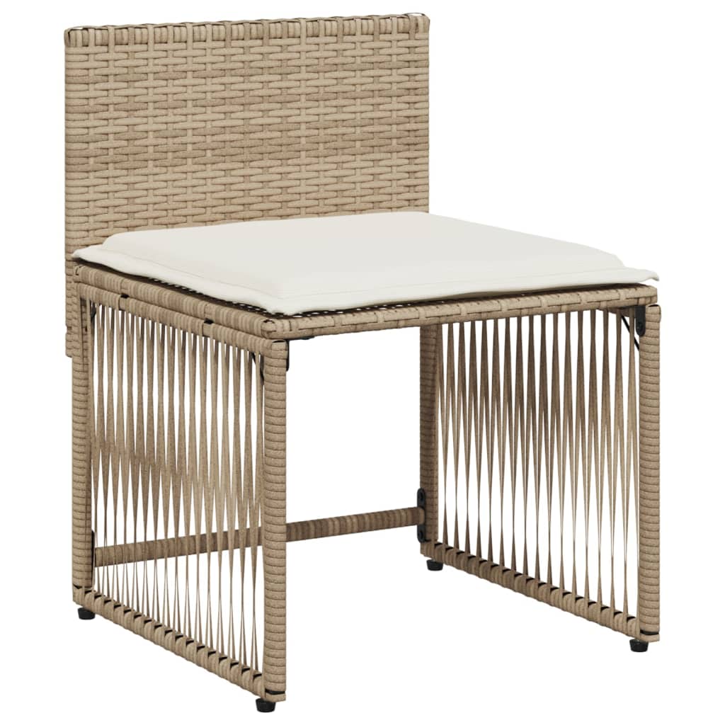 Ensemble à manger de jardin et coussins 7 pcs beige poly rotin - XIOS