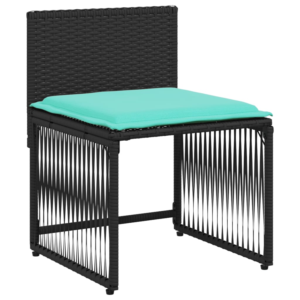 Ensemble à manger de jardin 7 pcs coussins noir résine tressée - XIOS