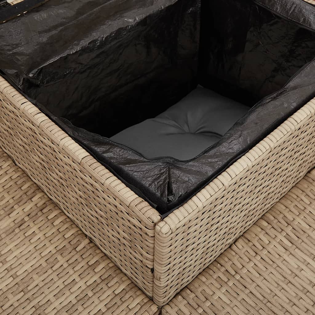 Canapé de jardin avec table et coussins en forme de L beige - XIOS