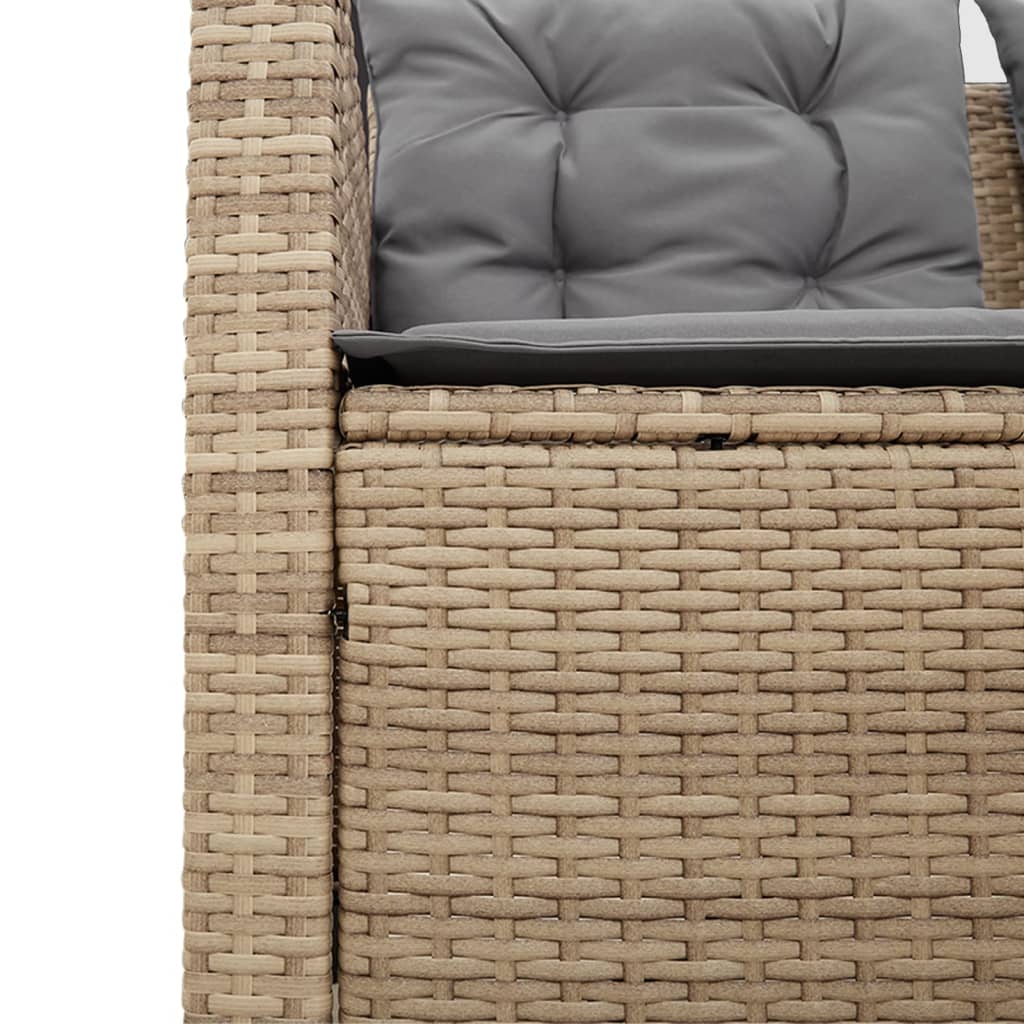 Canapé de jardin avec table et coussins en forme de L beige - XIOS