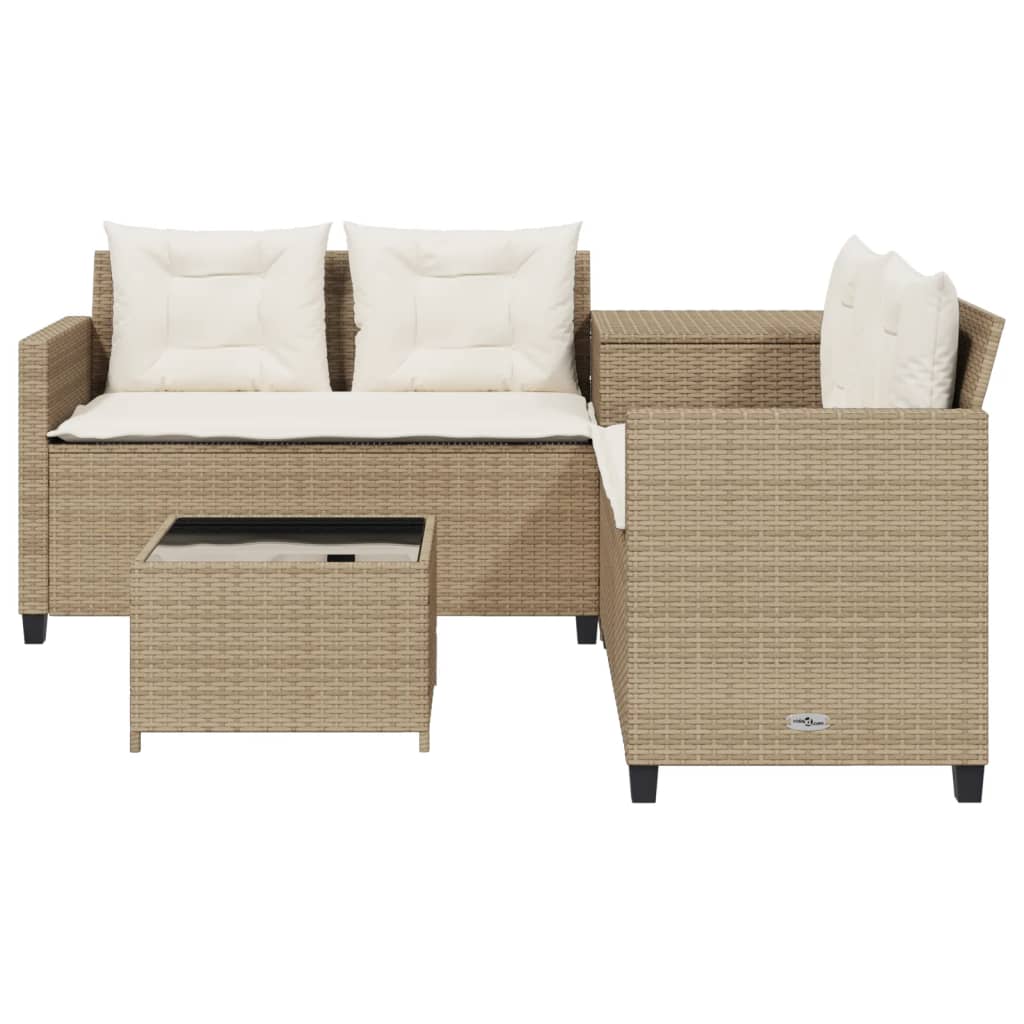 Canapé de jardin avec table et coussins en forme de L beige Salons de jardin vidaXL