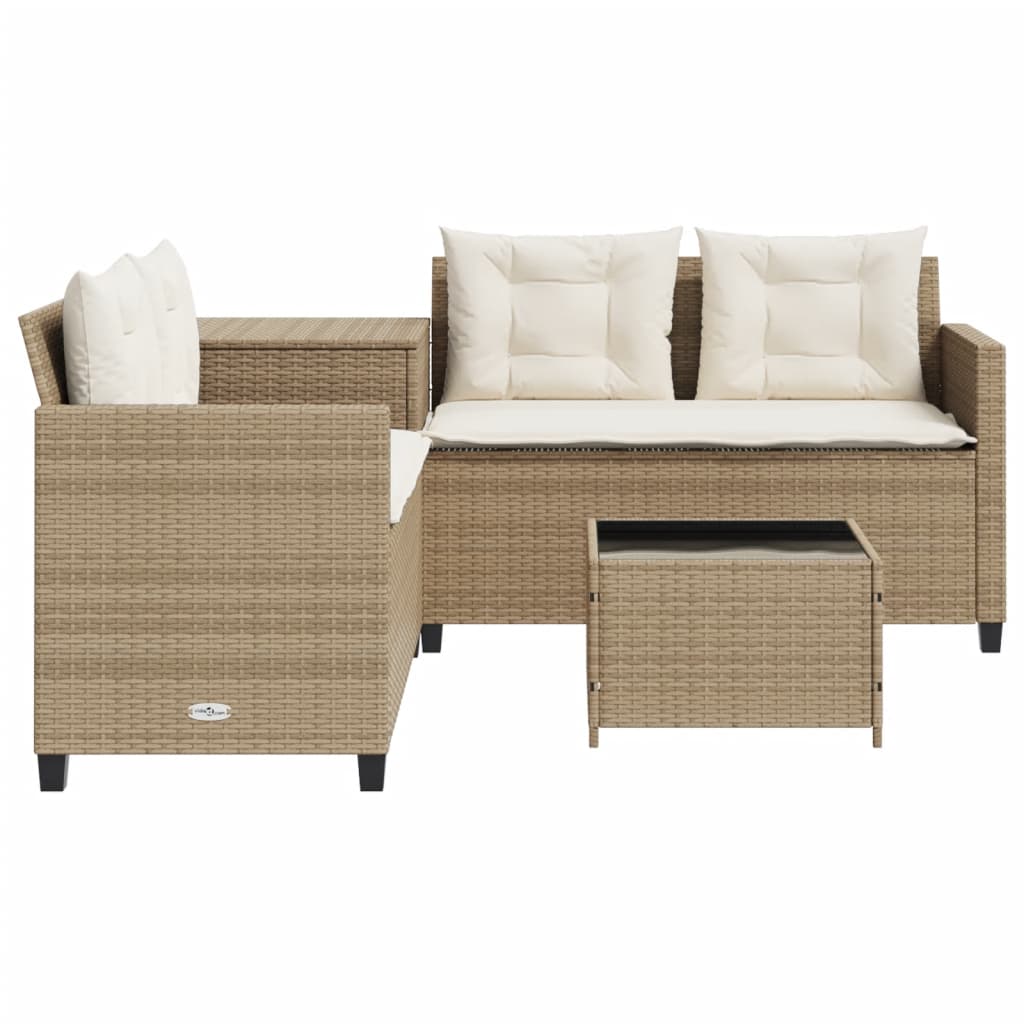 Canapé de jardin avec table et coussins en forme de L beige Salons de jardin vidaXL