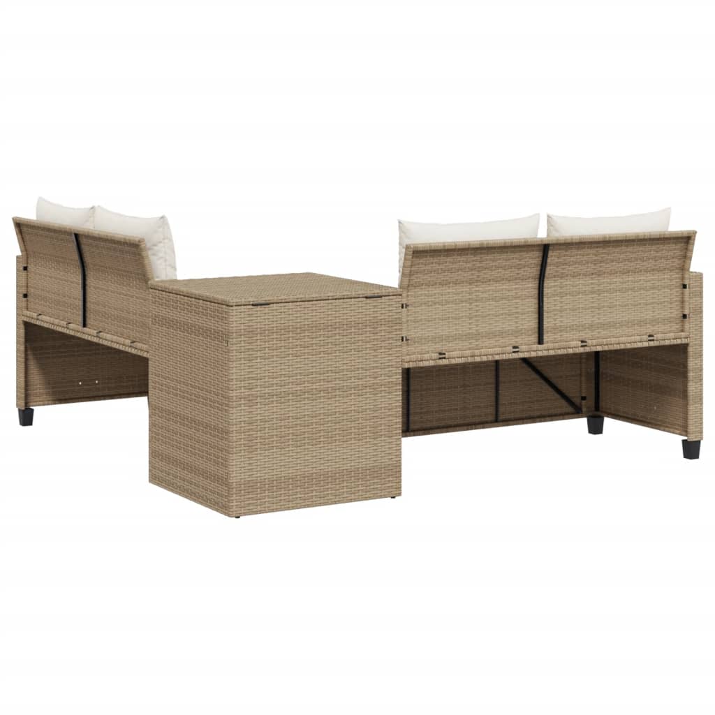 Canapé de jardin avec table et coussins en forme de L beige Salons de jardin vidaXL