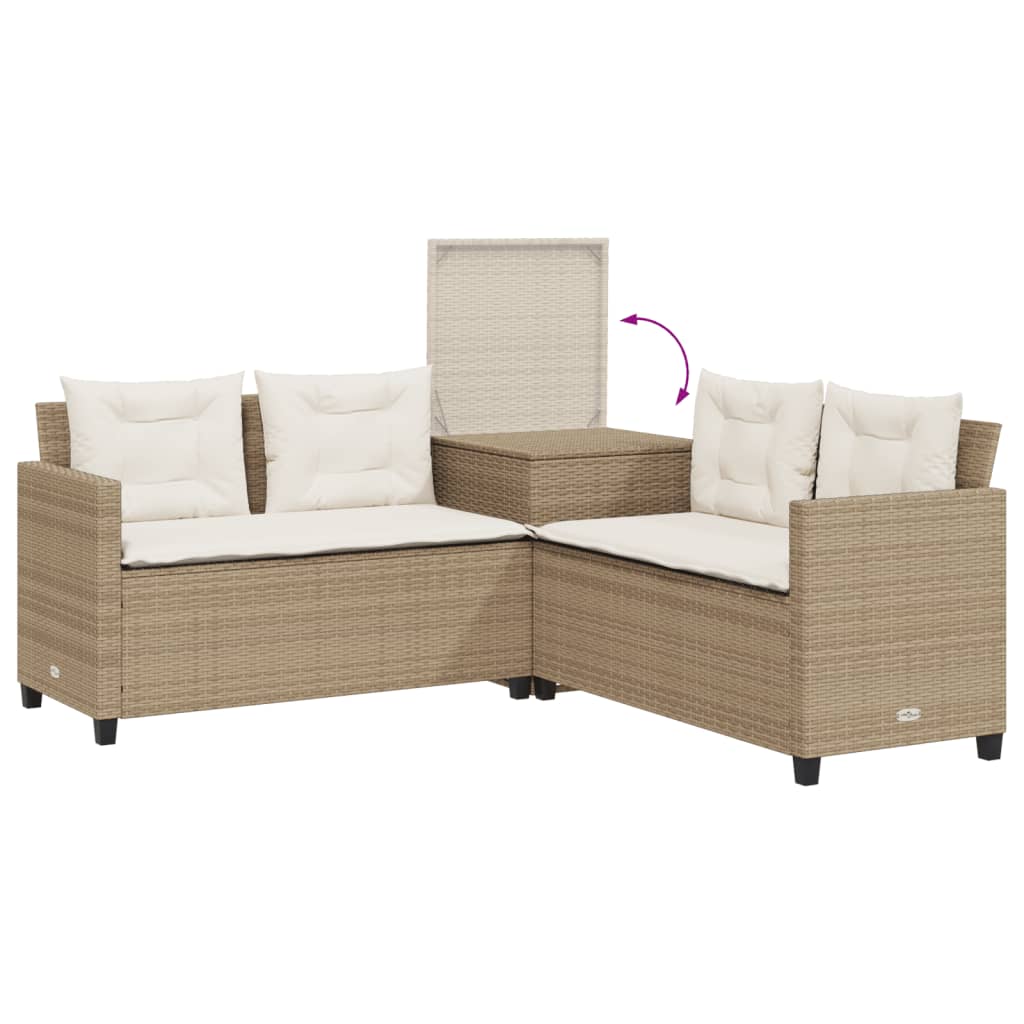 Canapé de jardin avec table et coussins en forme de L beige Salons de jardin vidaXL