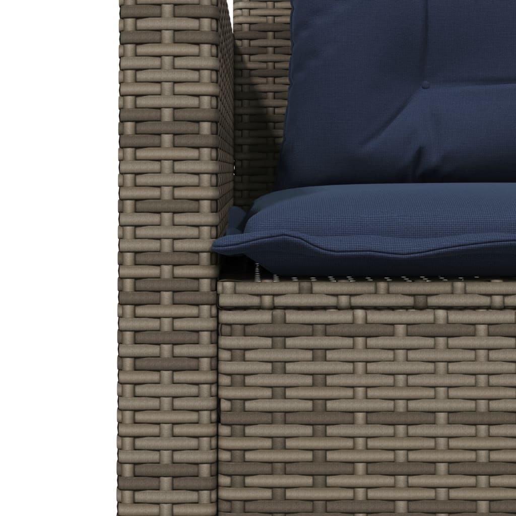 Canapé de jardin avec table et coussins en forme de L gris - XIOS