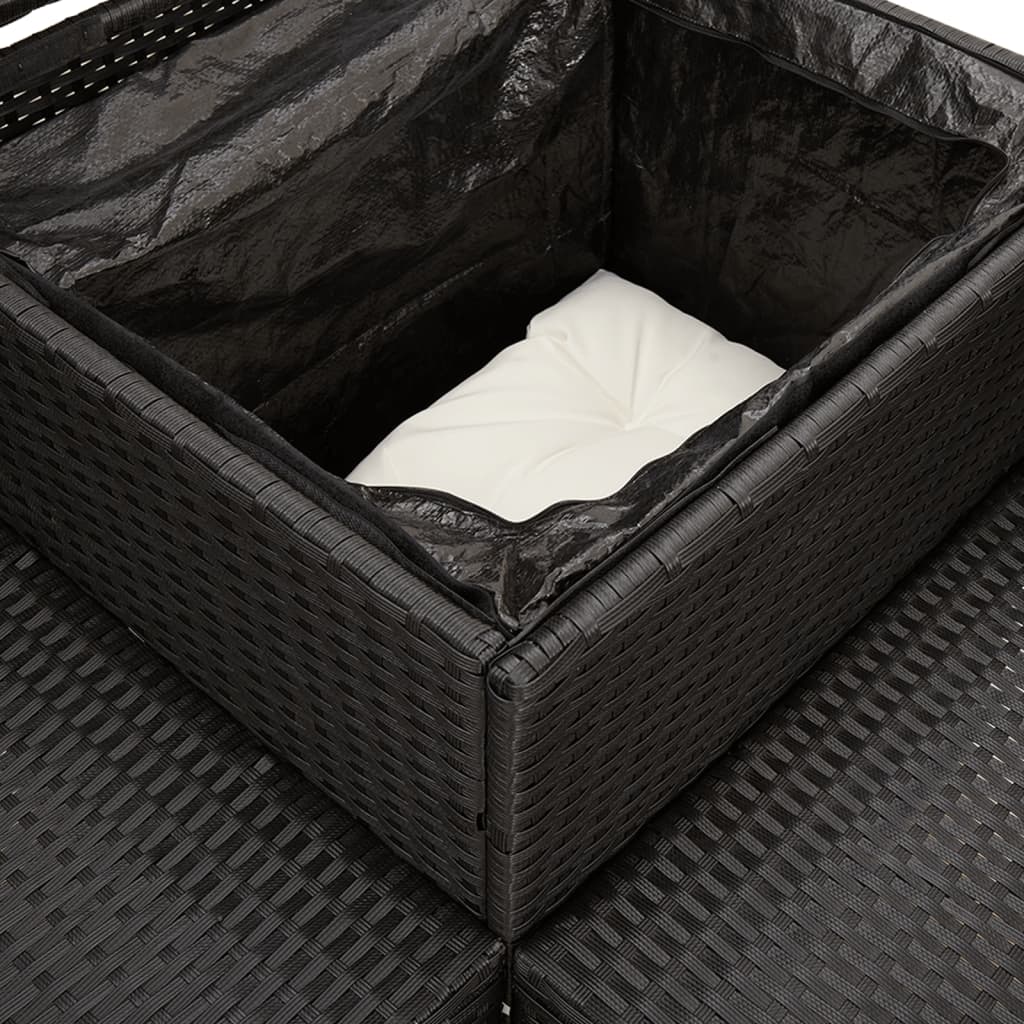Canapé de jardin avec table et coussins en forme de L noir - XIOS
