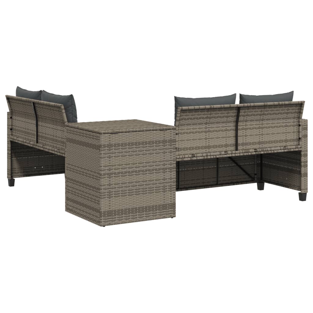 Canapé de jardin avec table et coussins en forme de L gris - XIOS