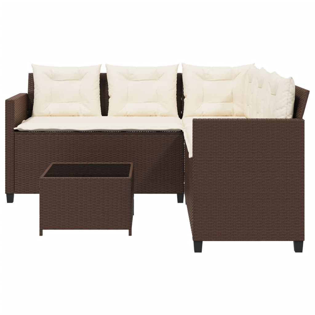 Canapé de jardin avec table et coussins en forme de L marron Salons de jardin vidaXL