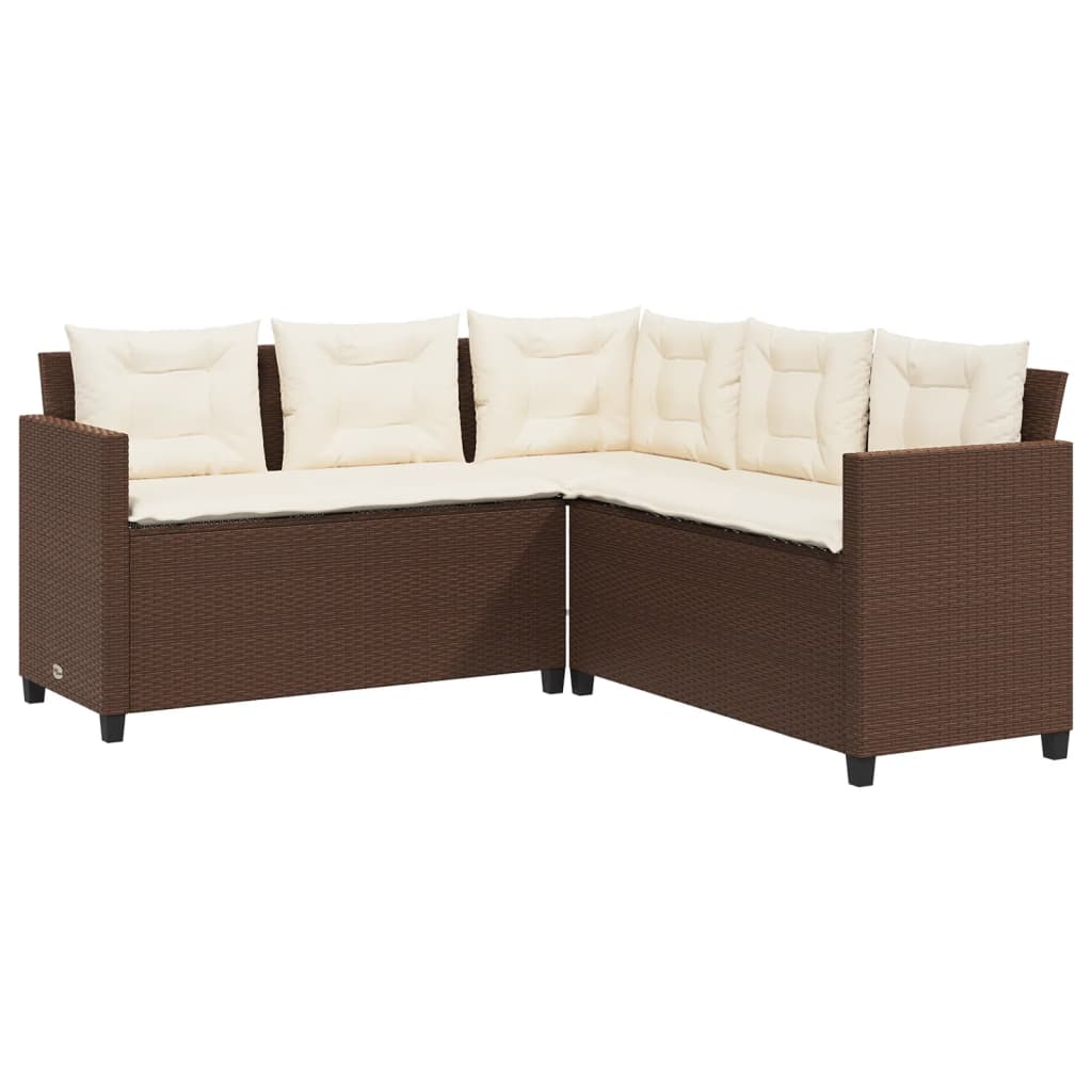 Canapé de jardin avec table et coussins en forme de L marron Salons de jardin vidaXL