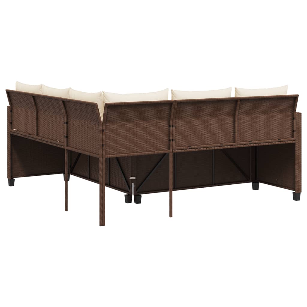 Canapé de jardin avec table et coussins en forme de L marron Salons de jardin vidaXL