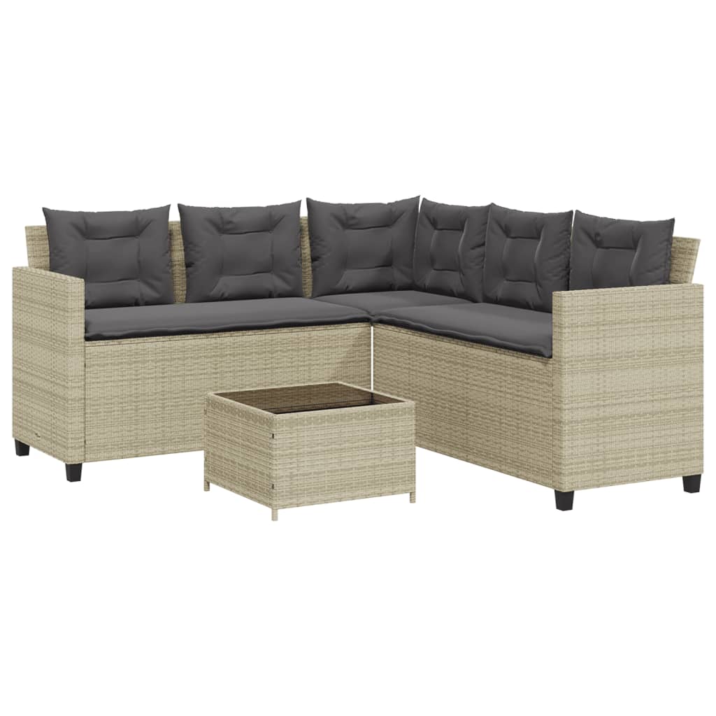 Canapé de jardin et table et coussins en forme de L gris clair Salons de jardin vidaXL
