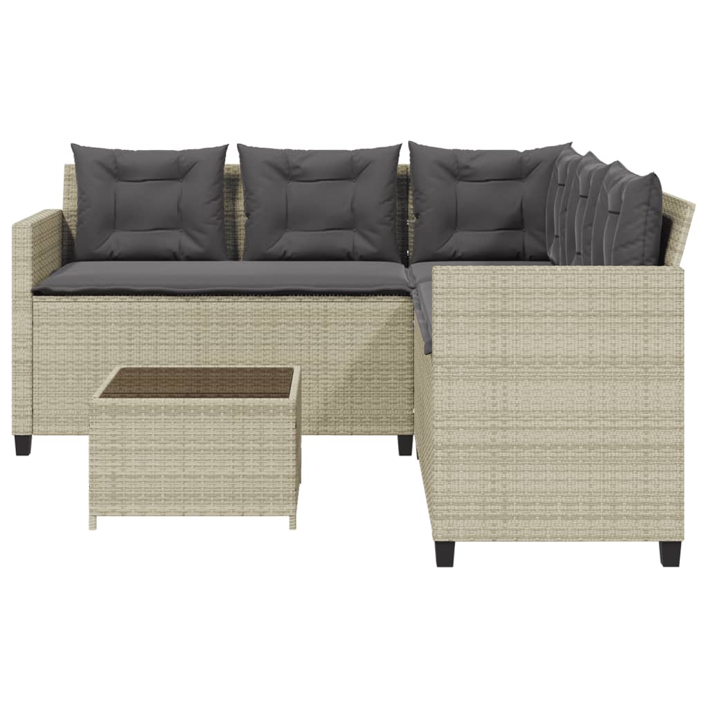 Canapé de jardin et table et coussins en forme de L gris clair Salons de jardin vidaXL