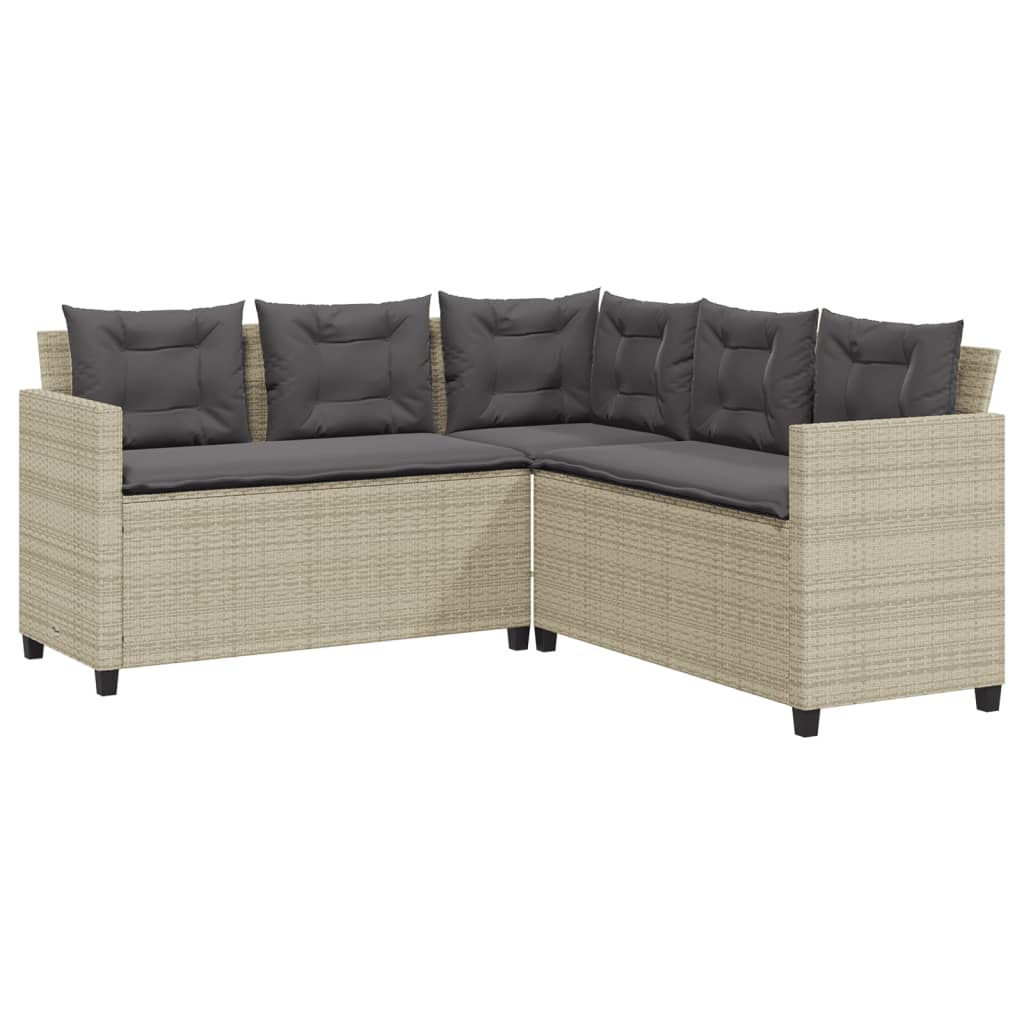 Canapé de jardin et table et coussins en forme de L gris clair Salons de jardin vidaXL