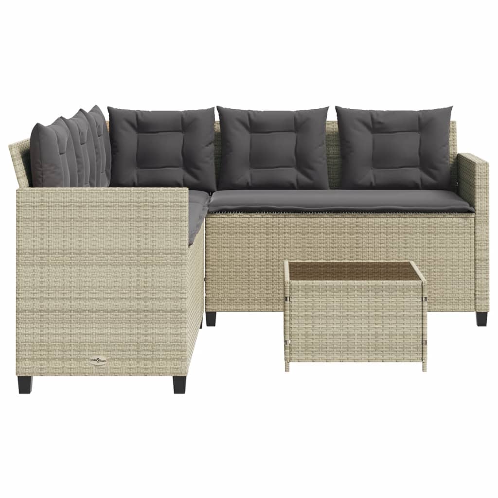 Canapé de jardin et table et coussins en forme de L gris clair Salons de jardin vidaXL