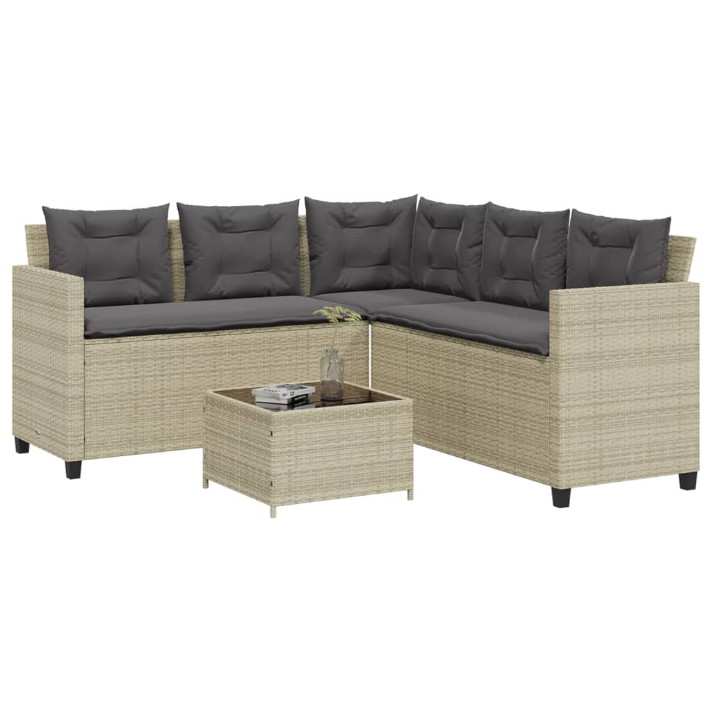 Canapé de jardin et table et coussins en forme de L gris clair Salons de jardin vidaXL