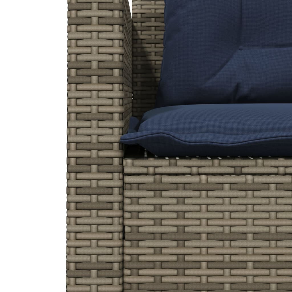 Canapé de jardin avec table et coussins en forme de L gris - XIOS