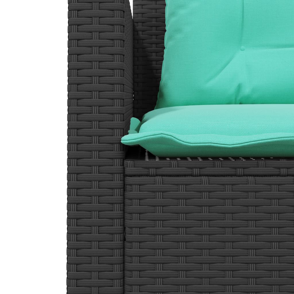 Canapé de jardin avec table et coussins en forme de L noir - XIOS
