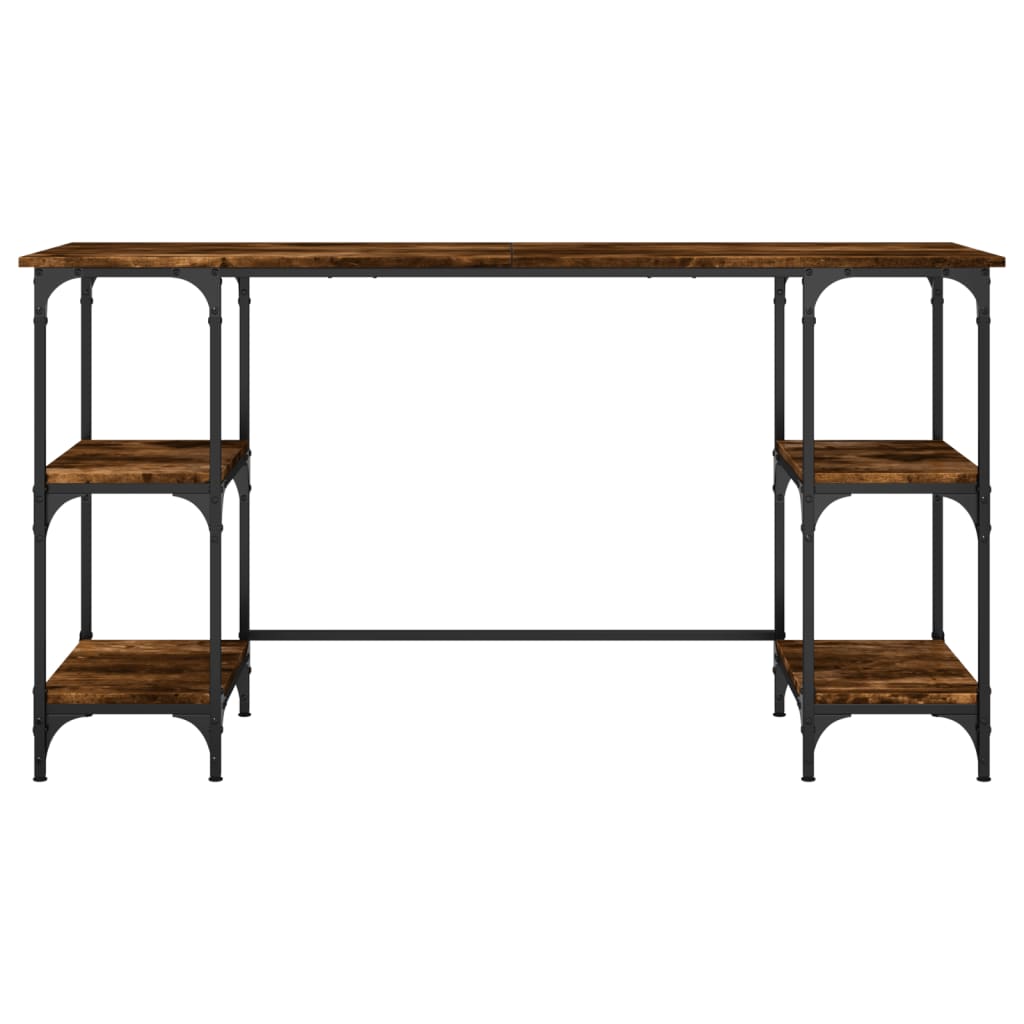 Bureau chêne fumé 140x50x75 cm métal et bois d'ingénierie - XIOS