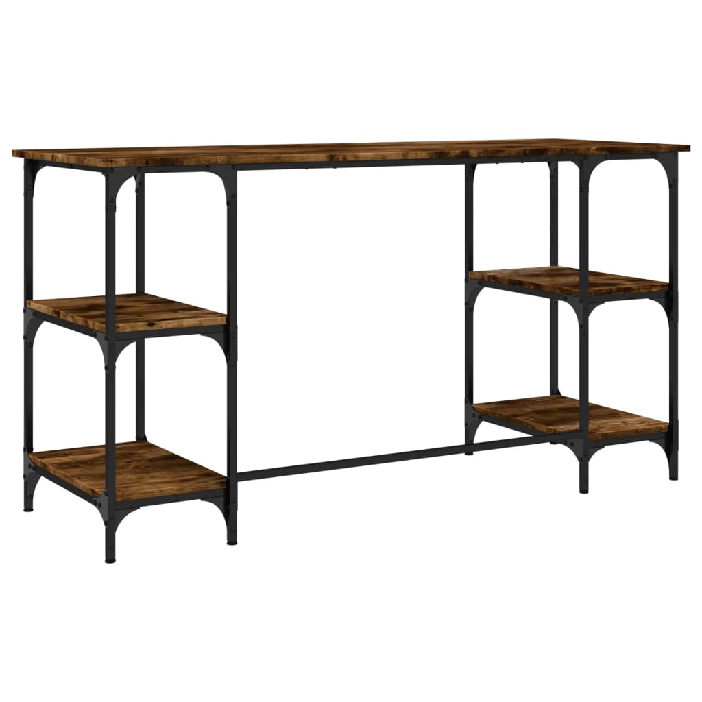 Bureau chêne fumé 140x50x75 cm métal et bois d'ingénierie - XIOS