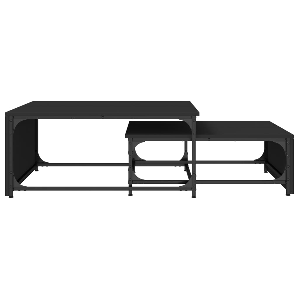 Tables basses gigognes 2 pcs noir bois d'ingénierie et métal - XIOS