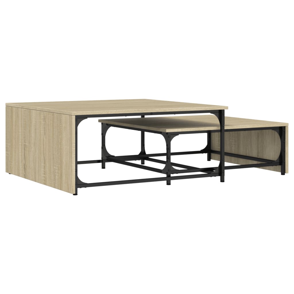 Tables basses gigognes 2 pcs chêne sonoma bois ingénierie métal - XIOS