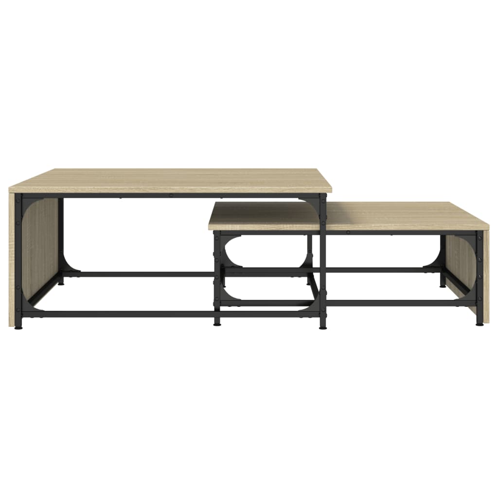 Tables basses gigognes 2 pcs chêne sonoma bois ingénierie métal - XIOS