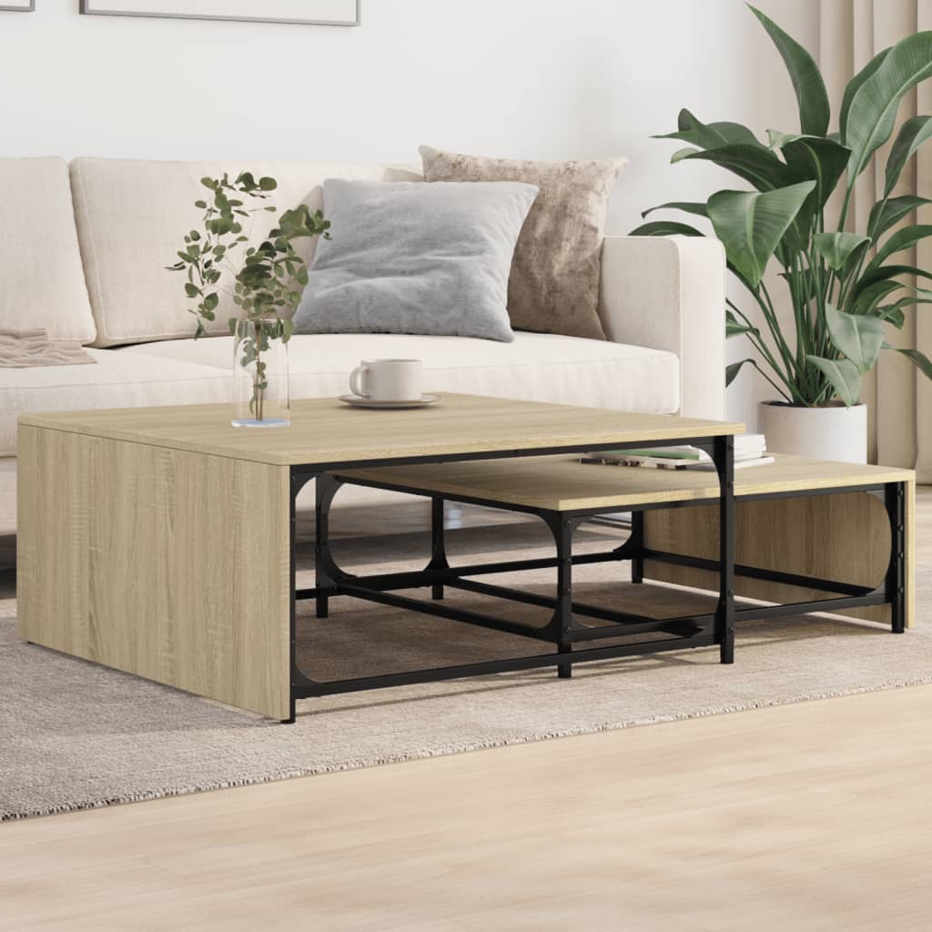 Tables basses gigognes 2 pcs chêne sonoma bois ingénierie métal - XIOS