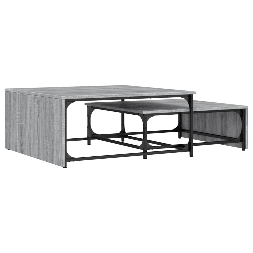 Tables basses gigognes 2pcs sonoma gris bois d'ingénierie métal - XIOS