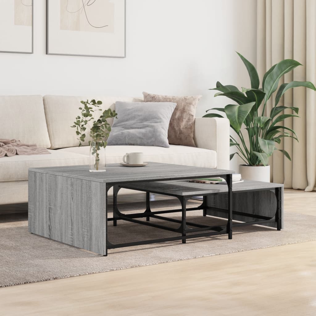 Tables basses gigognes 2pcs sonoma gris bois d'ingénierie métal - XIOS