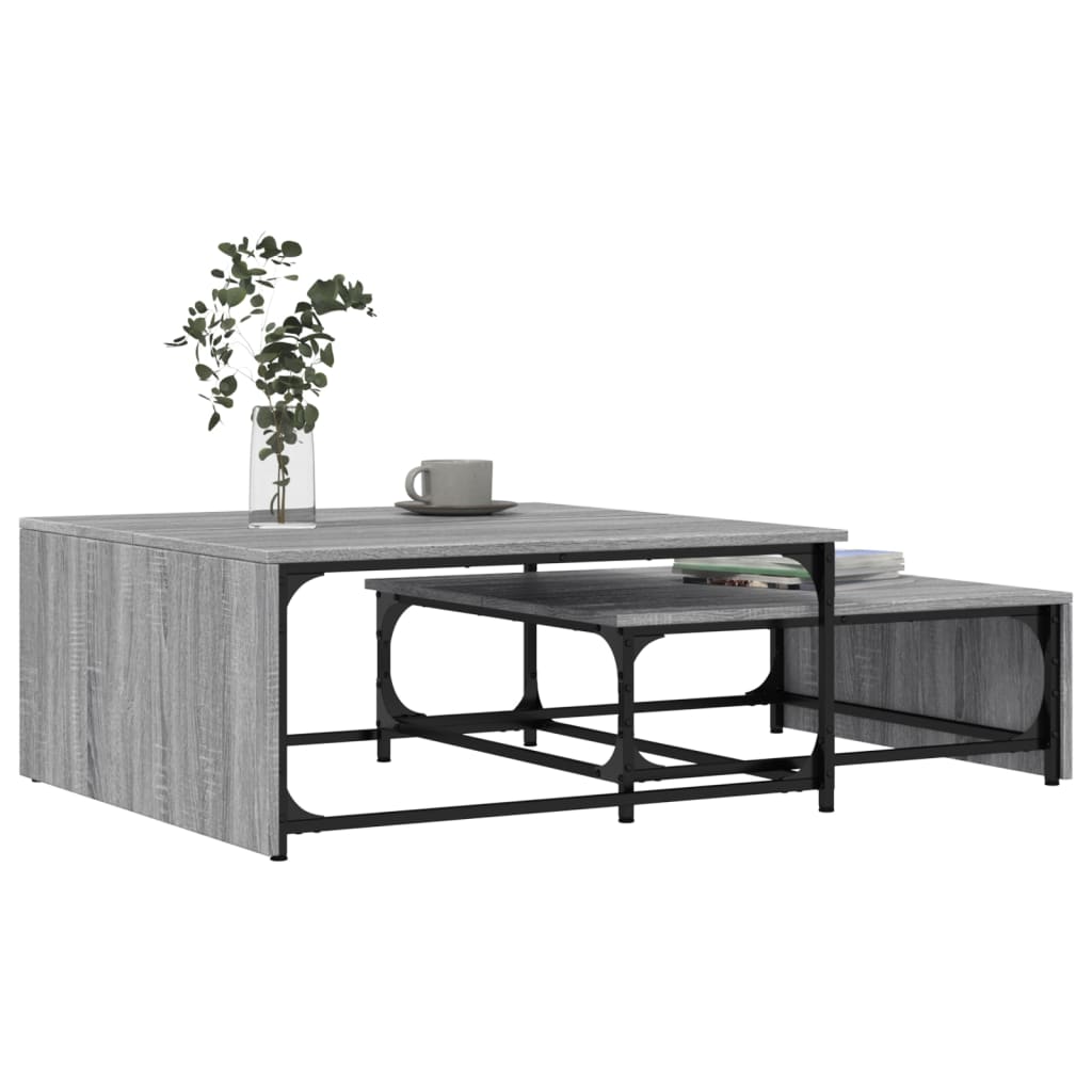 Tables basses gigognes 2pcs sonoma gris bois d'ingénierie métal - XIOS