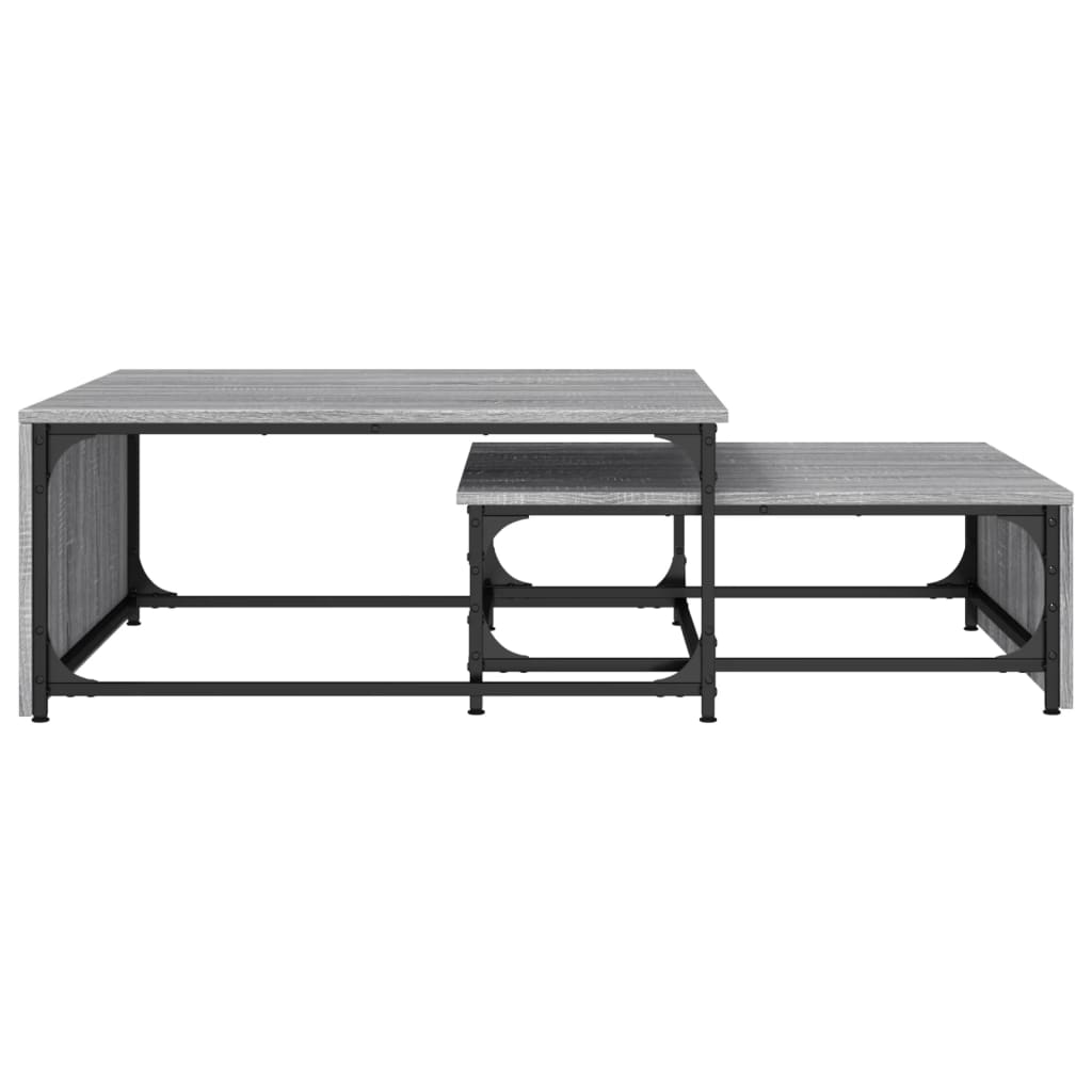 Tables basses gigognes 2pcs sonoma gris bois d'ingénierie métal - XIOS