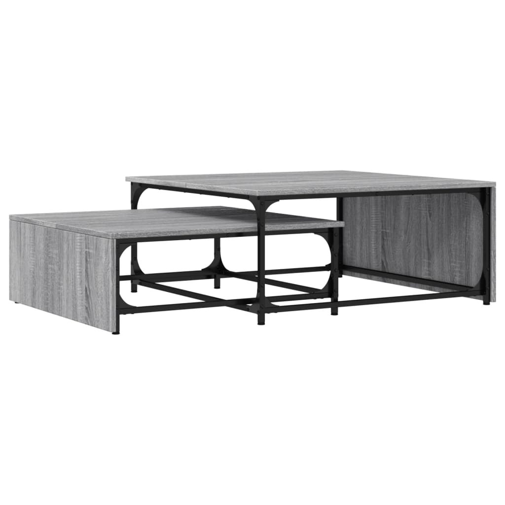Tables basses gigognes 2pcs sonoma gris bois d'ingénierie métal - XIOS