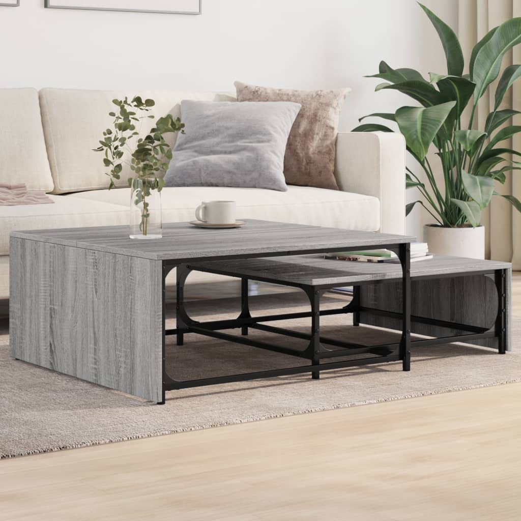 Tables basses gigognes 2pcs sonoma gris bois d'ingénierie métal - XIOS