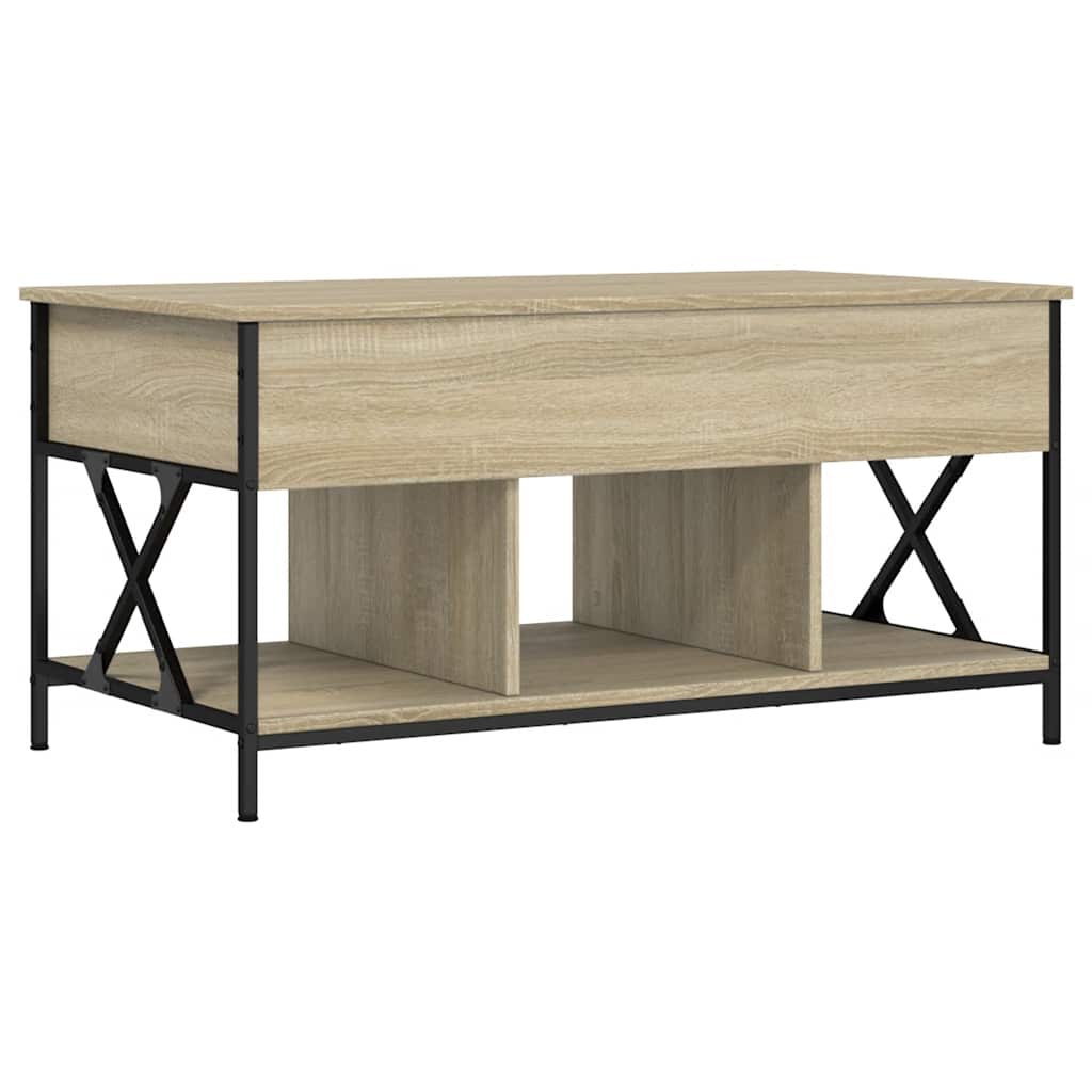 Table basse chêne sonoma 100x55x50cm bois d'ingénierie et métal - XIOS